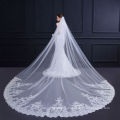 V022 Wholesale New Korean Luxury Bride Wedding Veil Lace Edge 3.5 Meters Long Tail Veil One Layer Soft Tulle Veil